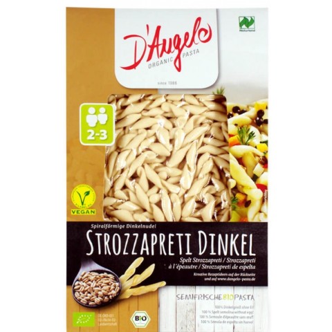 D'angelo, Strozzapreti bio din grau spelta, 250g d'angelo pasta, biomag.ro
