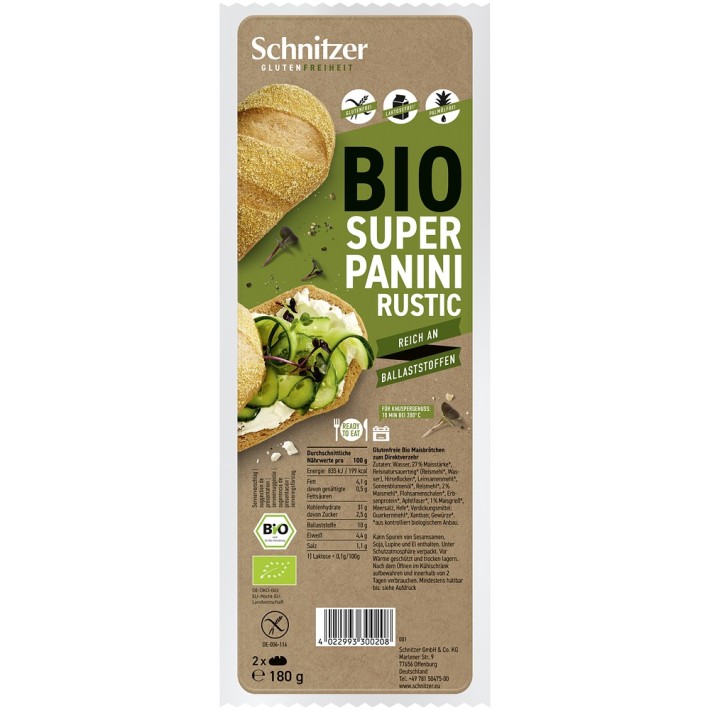 Super panini bio rustic 2 bucati fara gluten - 180 g  - Biomag.ro
