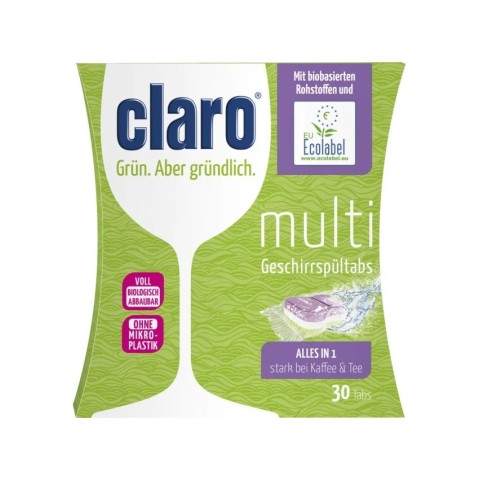 Claro, Tablete ecologice 3 in 1 pentru masina de spalat vase, 30 tablete, 600g, biomag.ro