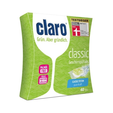 Claro, Tablete ecologice pentru masina de spalat vase, 40 tablete, 640g claro classic, biomag.ro