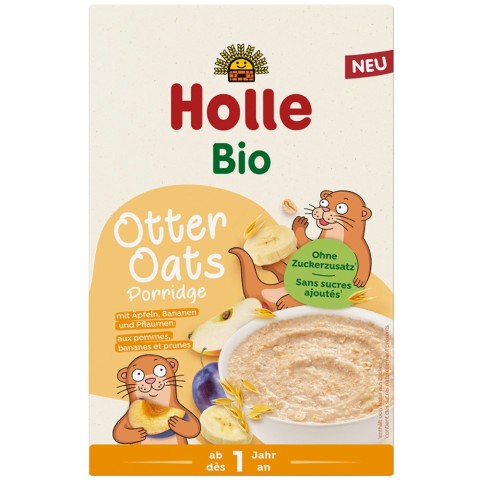 Holle, Terci bio de ovaz cu mere banane si prune pentru copii 1 an - 200 g, biomag.ro