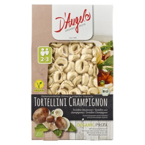 D'angelo, Tortellini bio cu ciuperci champignon, 250g d'angelo pasta, biomag.ro