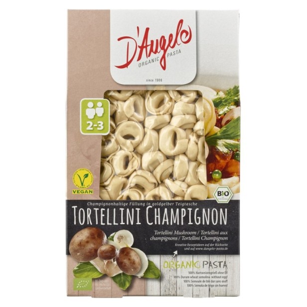 Tortellini bio cu ciuperci champignon, 250g d'angelo pasta
