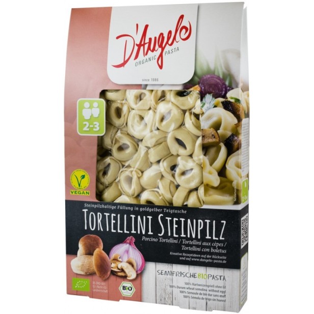 Tortellini bio cu ciuperci si ceapa, 250g d'angelo pasta
