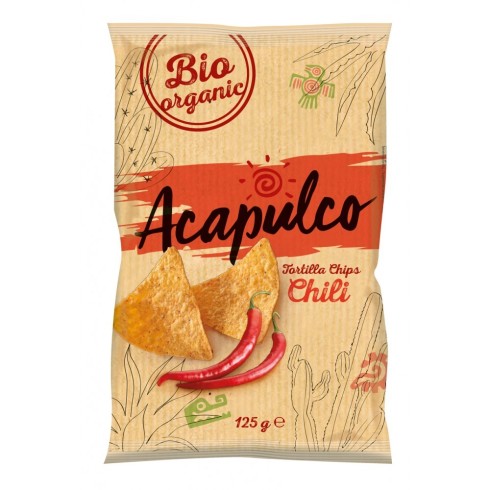 Tortilla bio chips cu chili - 125 g