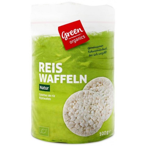 Snacksuri, Turte bio din orez, fara sare, 100g green organics, biomag.ro