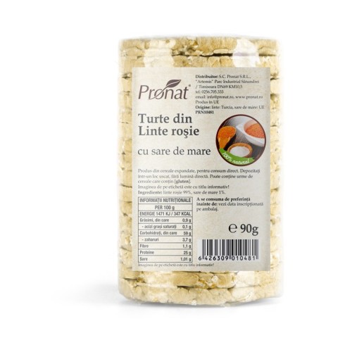 Turte din linte rosie cu sare de mare, 90g