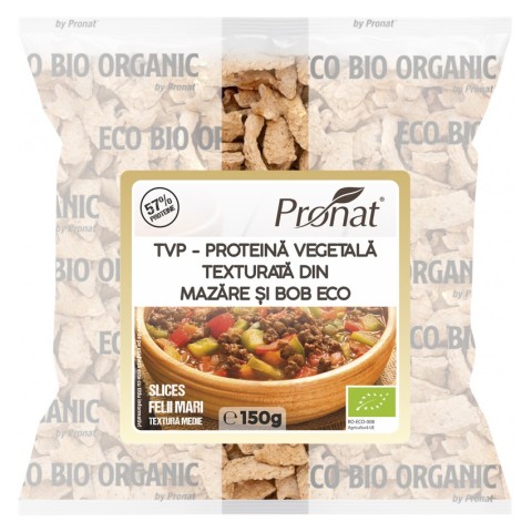 Pronat Foil Pack, Tvp - proteina vegetala texturata din mazare si bob bio, 150 g slices (felii mari),, biomag.ro