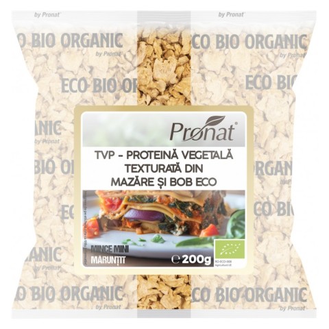 Pronat Foil Pack, Tvp - proteina vegetala texturata din mazare si bob bio 200g, mince mini (maruntit),, biomag.ro