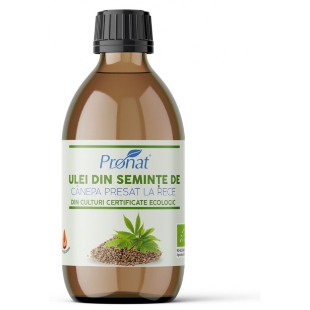 Ulei bio din seminte de canepa presat la rece, 250ml