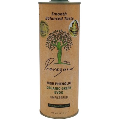 Ulei de masline cu continut mare de fenoli, bio, nefiltrat, gust echilibrat, 500ml prevezana green olive