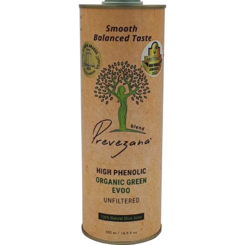 Ulei de masline cu continut mare de fenoli, bio, nefiltrat, gust echilibrat, 500ml prevezana green olive