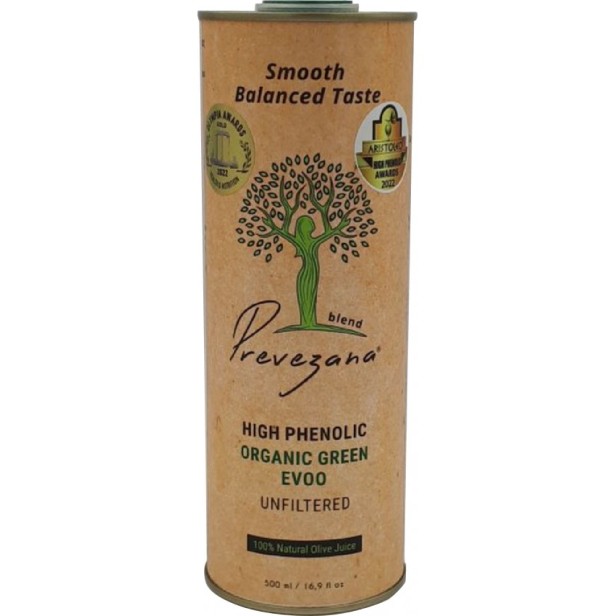 Ulei de masline cu continut mare de fenoli, bio, nefiltrat, gust echilibrat, 500ml prevezana green olive