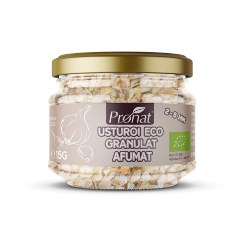 Pronat Glass Pack, Usturoi bio granulat, afumat, 15g, biomag.ro