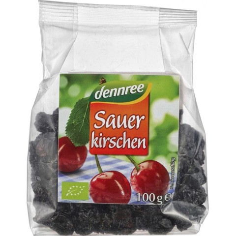 Dennree, Visine uscate fara samburi - 100 g, biomag.ro