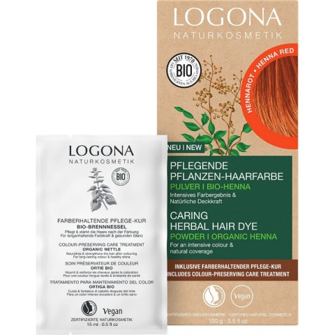 Logona, Vopsea de par bio pe baza de plante, 030, rosu henna 100g, biomag.ro