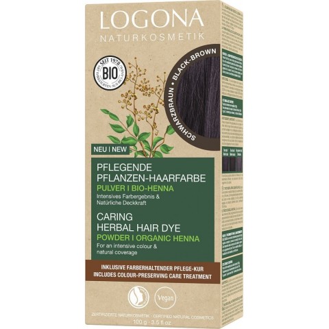 Logona, Vopsea de par bio pe baza de plante, maro inchis 100g, biomag.ro