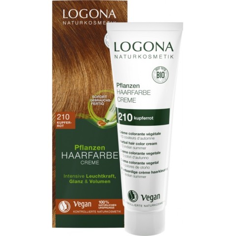 Logona, Vopsea de par crema, rosu cupru 210, 150ml, biomag.ro