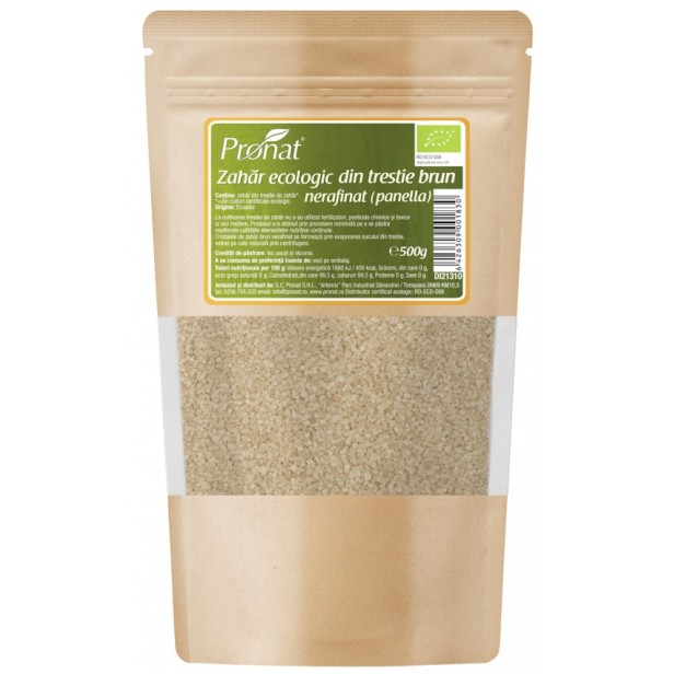 Zahar brun bio din trestie de zahar, -panela 500g