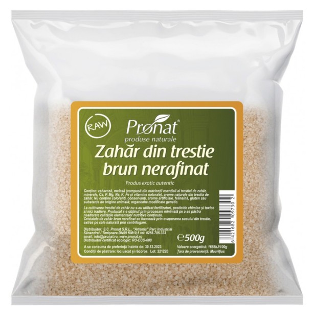 Zahar brun din trestie nerafinat, raw, 500g