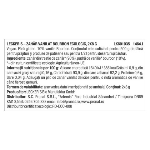 Pagina 3 Traieste sanatos, Zahar vanilat bourbon, bio, 2x8 g lecker's, biomag.ro