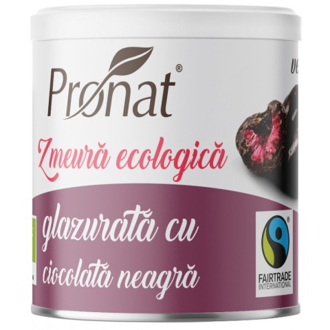 Snacksuri, Zmeura glazurata cu ciocolata neagra bio, 100g, biomag.ro
