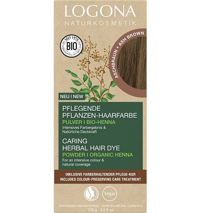 Vopsea de par pulbere, pe baza de plante, saten cenusiu, 100g