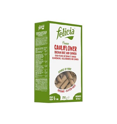Penne bio din orez brun si quinoa, cu conopida, 250g
