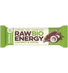 Baton energizant bio, Raw Energy, cu nuca de cocos si cacao 50g