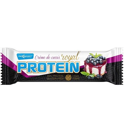 Baton proteic in invelis alb cu aroma de coacaze negre, 60g max sport