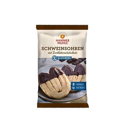 Biscuiti striati tip potcoava, fara gluten, cu glazura de ciocolata neagra, 120g hammer