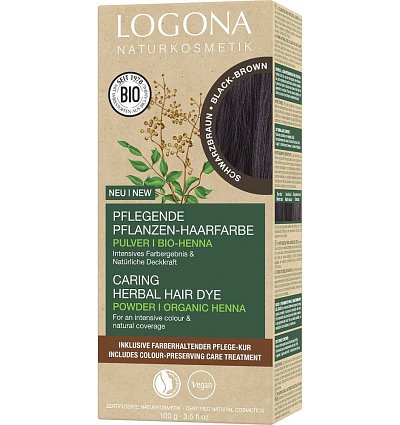 Vopsea de par bio pe baza de plante, maro inchis 100g