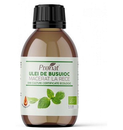 Ulei bio de busuioc macerat la rece, 100ml
