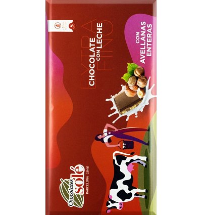 Ciocolata cu lapte si alune de padure 30% cacao, 150g chocolates