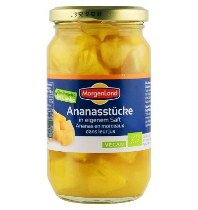 Ananas bio bucati in suc propriu, 350g
