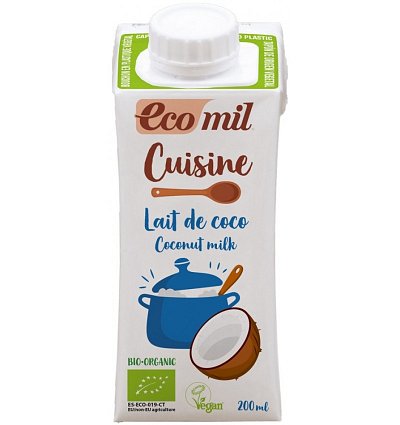 Crema vegetala bio pentru gatit pe baza de cocos, 200ml ecomil cuisine