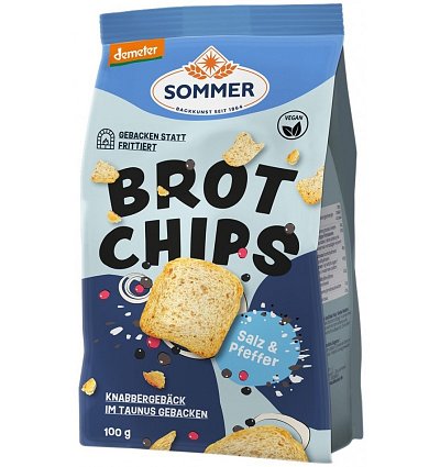 Chipsuri bio si demeter de paine cu sare si piper, 100g