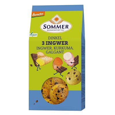 Biscuiti bio vegani din spelta cu ghimbir si curcuma demeter - 150 g