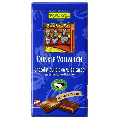 Ciocolata bio neagra cu lapte integral 46% cacao hih - 100 g