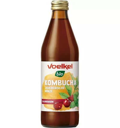 Bautura bio kombucha cu visine si menta, 330ml