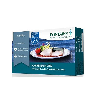 File de macrou fara piele in sos bio de rosii si curry, 125g