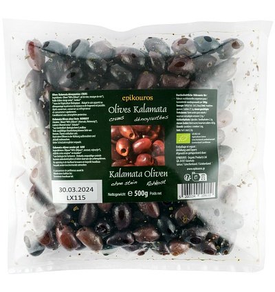 Masline kalamata bio, crude, fara samburi, 500g