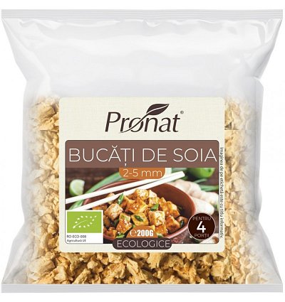 Bucati de soia bio 2-5mm, 200g proteina vegetala texturata tvp