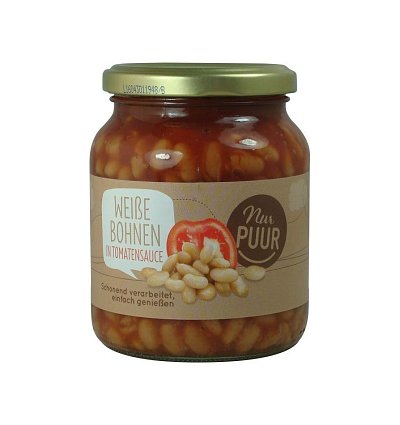 Fasole alba bio in sos de rosii, 350g nur puur