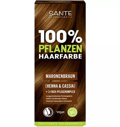 Vopsea bio pentru par, pe baza de plante, castaniu-maroniu, 100g