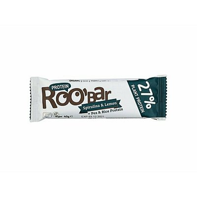 Baton proteic cu spirulina si lamaie bio 40g Roobar