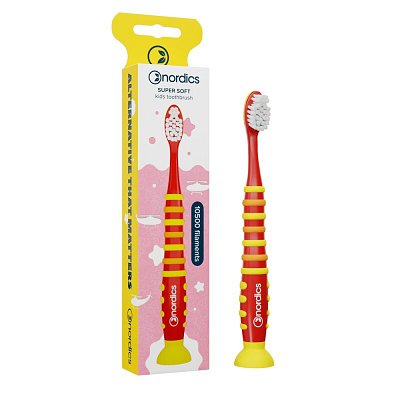 Periuta de dinti pentru copii 10500 filamente - super moale - +4 ani - rosu Nordics