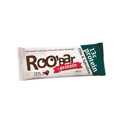 Baton proteic cu chia si spirulina bio 60g Roobar