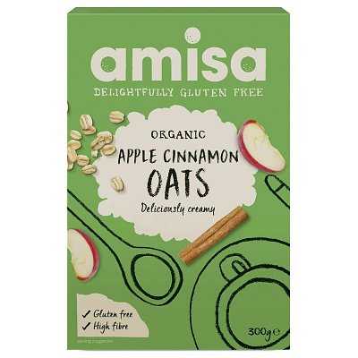Porridge din ovaz cu mar si scortisoara fara gluten bio 300g, Amisa - PRET REDUS