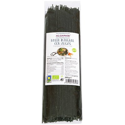 Spaghetti integrale din grau dur cu alge bio 250g Algamar